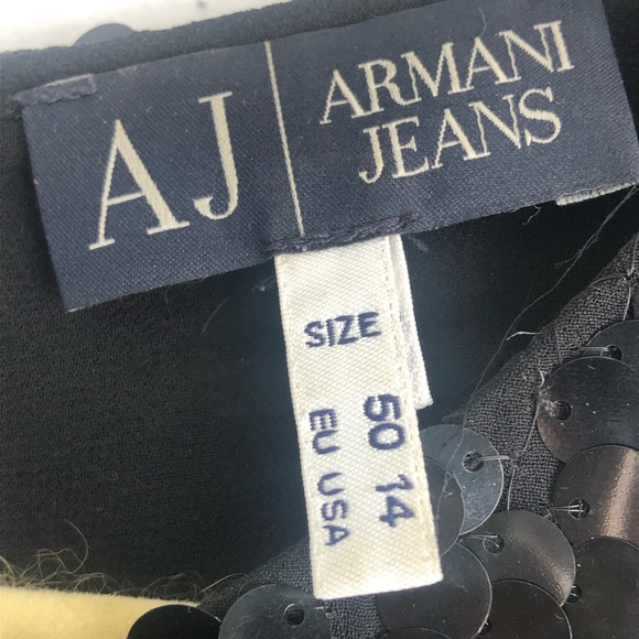 LIKE NEW Armani Jeans Sequin 'Speechless' Mini Shift Dress Sleeveless Black 14 - Picture 9 of 16